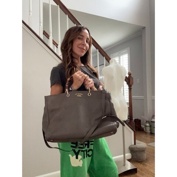 Gucci Bamboo Grey Taupe Leather Tote - Picture 1 of 11